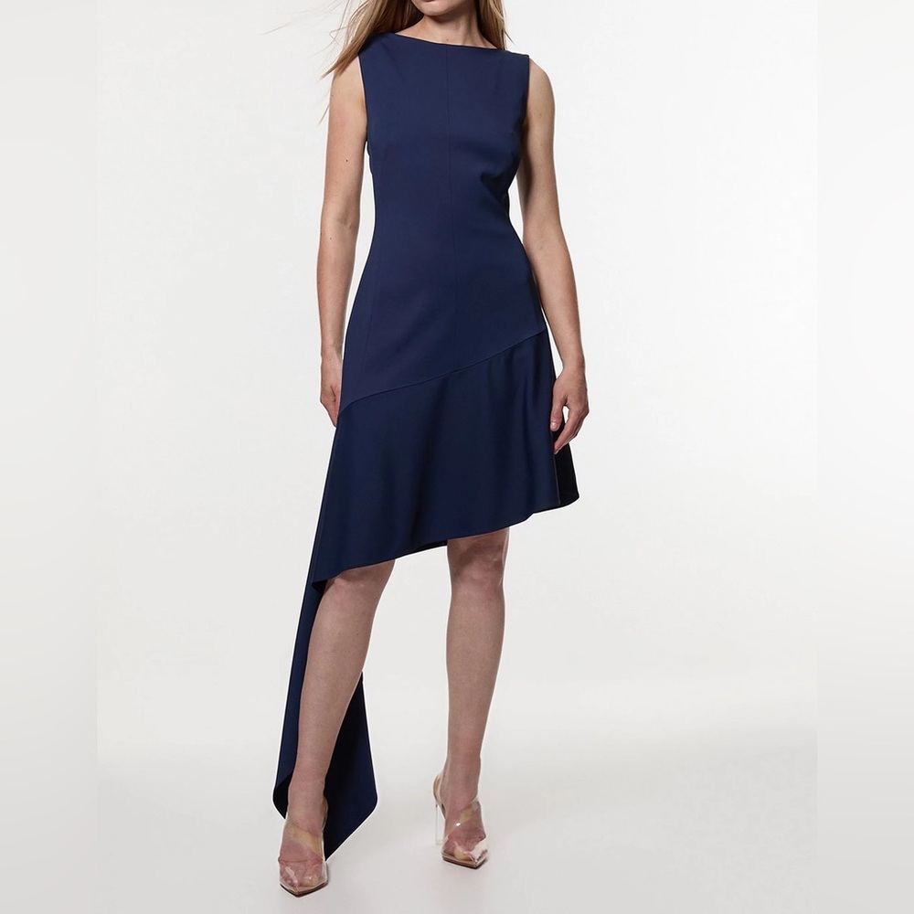 BRAND NEW Karen Millen Polished Tailored Open Back Hem Detail Mini Dress in US 6